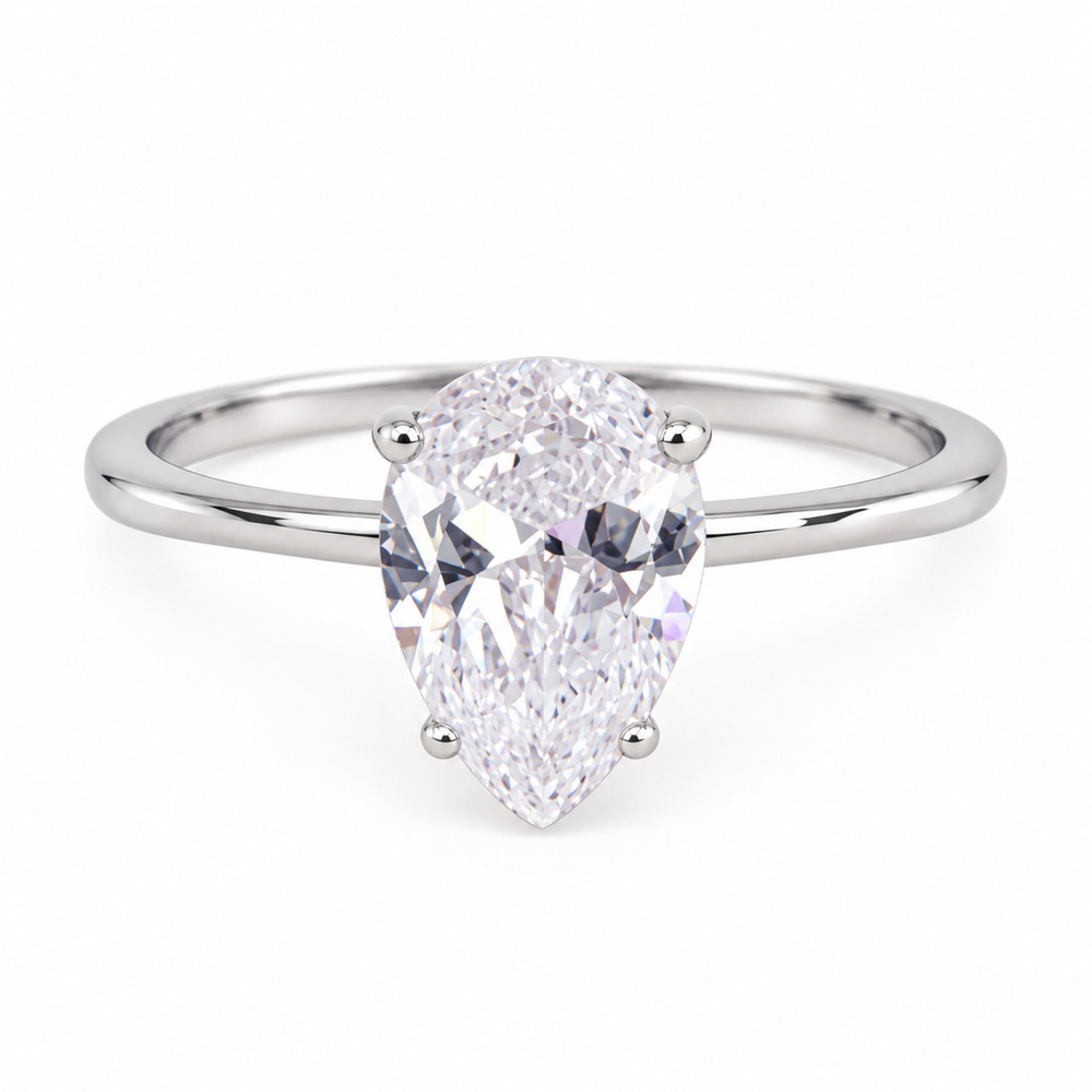 925 Sterling Silver 2CT Pear Cut Cubic Zirconia Ring Size 8